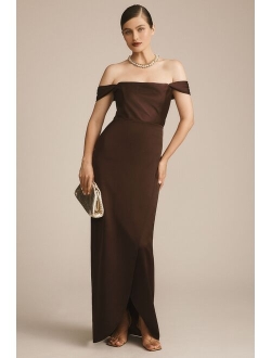 Cleo Off-The-Shoulder Satin Maxi Dress