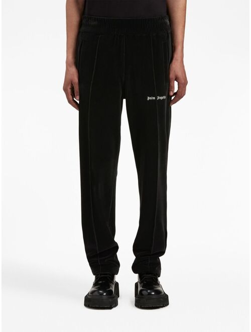 Palm Angels logo-print velvet track pants