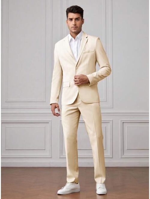 Shein Manfinity Mode Men Single Breasted Blazer & Pants Suit Set