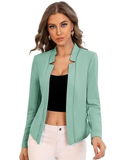 Women's Elegant Open Front Notched Neck Blazer Work Outerwear Jacket