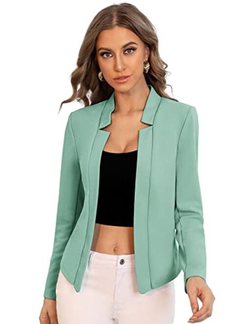 Milumia Women's Elegant Open Front Notched Neck Blazer Work Outerwear Jacket