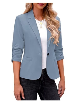 LookbookStore Blazers for Women Suit Jackets Dressy 3/4 Sleeve Blazer Business Casual Outfits for Work