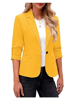 LookbookStore Blazers for Women Suit Jackets Dressy 3/4 Sleeve Blazer Business Casual Outfits for Work