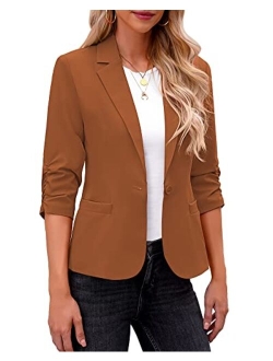 LookbookStore Blazers for Women Suit Jackets Dressy 3/4 Sleeve Blazer Business Casual Outfits for Work