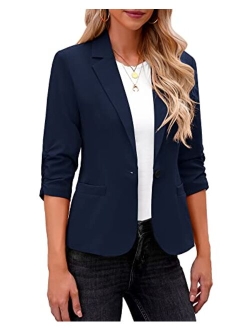 LookbookStore Blazers for Women Suit Jackets Dressy 3/4 Sleeve Blazer Business Casual Outfits for Work