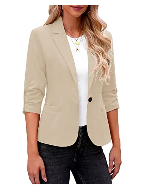 LookbookStore Blazers for Women Suit Jackets Dressy 3/4 Sleeve Blazer Business Casual Outfits for Work