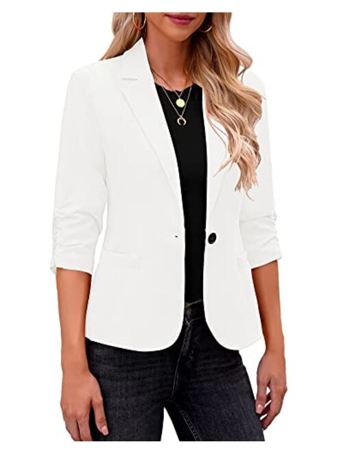 LookbookStore Blazers for Women Suit Jackets Dressy 3/4 Sleeve Blazer Business Casual Outfits for Work