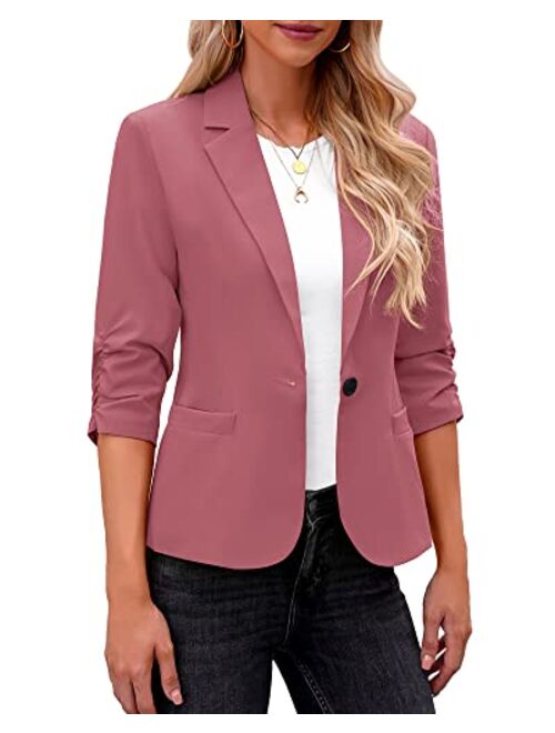 LookbookStore Blazers for Women Suit Jackets Dressy 3/4 Sleeve Blazer Business Casual Outfits for Work