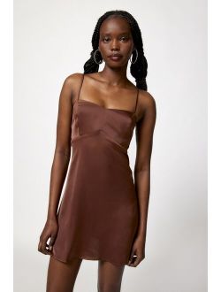 UO Bella Bow-Back Satin Mini Dress