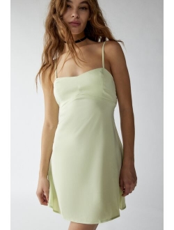 UO Bella Bow-Back Satin Mini Dress