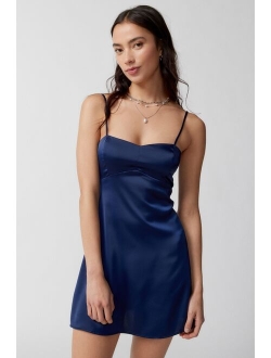 UO Bella Bow-Back Satin Mini Dress