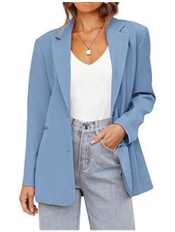 Women's 2023 Fall Casual Blazers Long Sleeve Lapel Open Front Button Work Blazer Jackets with Pockets