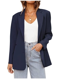 Women's 2023 Fall Casual Blazers Long Sleeve Lapel Open Front Button Work Blazer Jackets with Pockets