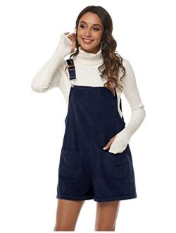 Himosyber Corduroy Short Overalls Women Adjustable Strap Cute Romper Jumpsuit Shotall