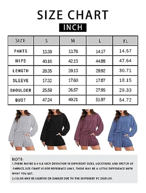 FREEYE Women's 2 Piece Outfits 2023 Oversized Sweatsuits Slouchy Matching Lounge Shorts Pajama Sets