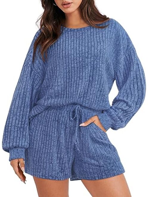 FREEYE Women's 2 Piece Outfits 2023 Oversized Sweatsuits Slouchy Matching Lounge Shorts Pajama Sets