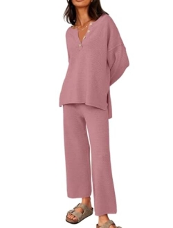 LILLUSORY Women's 2 Piece Trendy Outfits Oversized Slouchy Matching Sets Cozy Knit Sweatsuit Sets