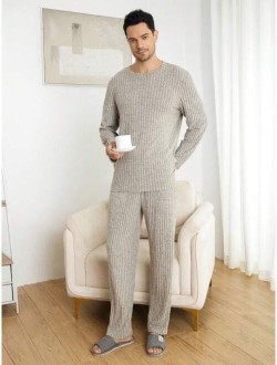 Men Rib Knit PJ Set