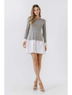 Women's Poplin Combo Knit Dress