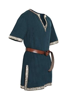 Taoliyuan Mens Medieval Costume Halloween Renaissance Tunic Viking Knight Pirate Vintage Warrior LARP Shirts