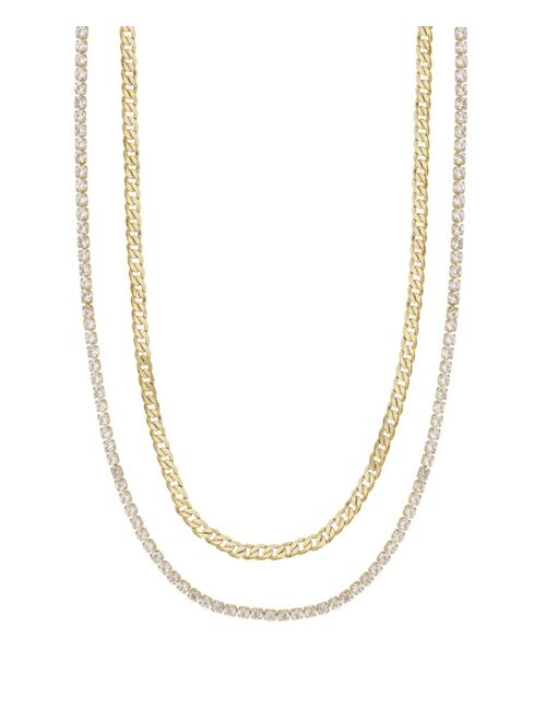 ETTIKA Simple Crystal Gold Chain Necklace Set