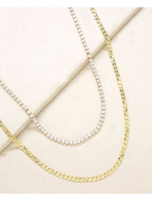 ETTIKA Simple Crystal Gold Chain Necklace Set