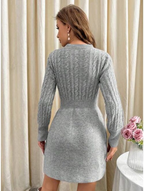 SHEIN Priv Solid A line Sweater Dress