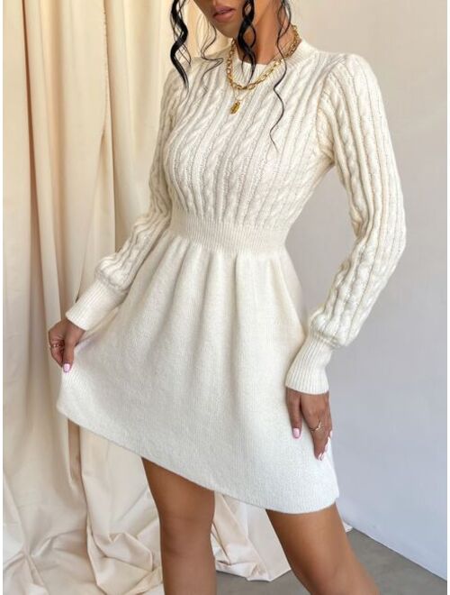 SHEIN Priv Solid A line Sweater Dress