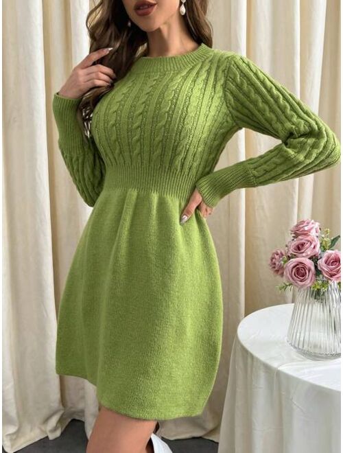 SHEIN Priv Solid A line Sweater Dress