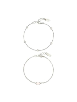 Opal Crystal Dainty Women's Bracelet Set with Extender Add On