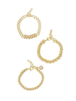 Gold-Plated Chain Stacking Bracelet Set of 3