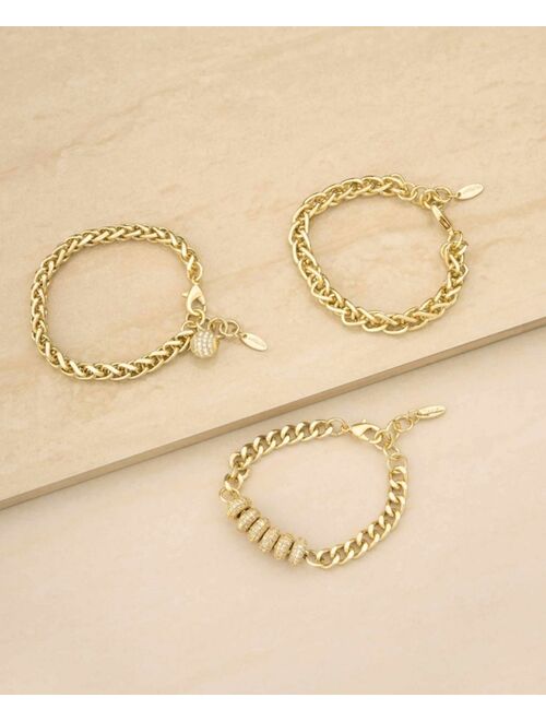 ETTIKA Gold-Plated Chain Stacking Bracelet Set of 3