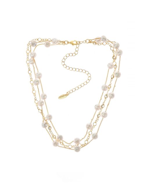 ETTIKA Dressed in Freshwater Pearls Layered 18K Gold Plated Necklace