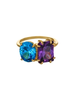 18K Gold Plated Brass Multi Stone Cubic Zirconia Ring