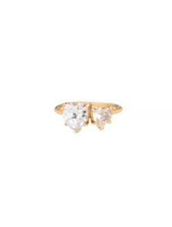 18K Gold Plated Brass Multi Heart Cubic Zirconia Ring