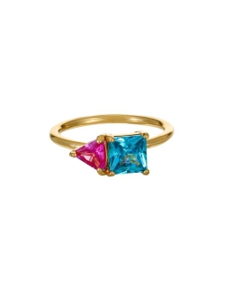 18K Gold Plated Brass Square Cubic Zirconia Ring