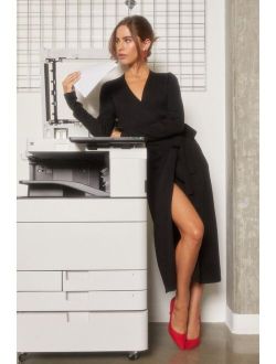 Literary Lover Black Midi Wrap Sweater Dress