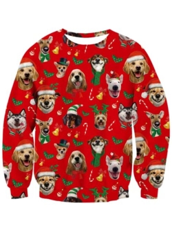 Idgreatim Unisex Ugly Christmas Crewneck Sweatshirt Novelty 3D Graphic Long Sleeve Sweater Shirt