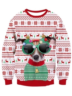 Idgreatim Unisex Ugly Christmas Crewneck Sweatshirt Novelty 3D Graphic Long Sleeve Sweater Shirt