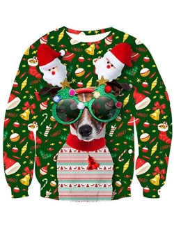 Idgreatim Unisex Ugly Christmas Crewneck Sweatshirt Novelty 3D Graphic Long Sleeve Sweater Shirt