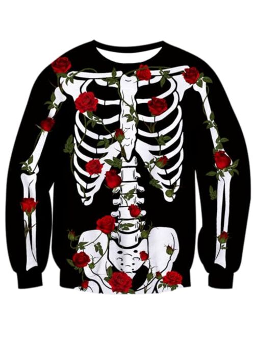 Idgreatim Unisex Ugly Christmas Crewneck Sweatshirt Novelty 3D Graphic Long Sleeve Sweater Shirt