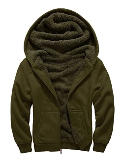 Little Beauty Hoodies for Men Zip Up Sweashirts Fleece Sherpa Lined Winter Wool Heavyweight Jacket