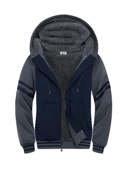 Little Beauty Hoodies for Men Zip Up Sweashirts Fleece Sherpa Lined Winter Wool Heavyweight Jacket