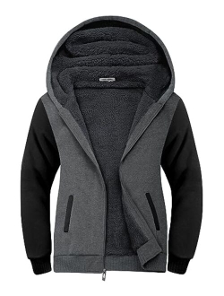 Little Beauty Hoodies for Men Zip Up Sweashirts Fleece Sherpa Lined Winter Wool Heavyweight Jacket