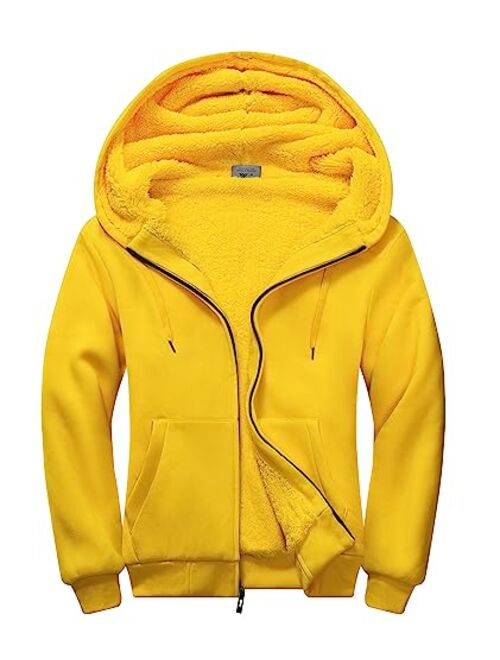 Little Beauty Hoodies for Men Zip Up Sweashirts Fleece Sherpa Lined Winter Wool Heavyweight Jacket