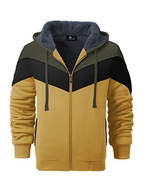 Little Beauty Hoodies for Men Zip Up Sweashirts Fleece Sherpa Lined Winter Wool Heavyweight Jacket