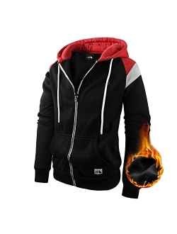 LAIWANG Men's Full Zip Fleece Hoodie zippered Color Block hooded slim Fit Long Sleeve Lightweight Sweatshirt