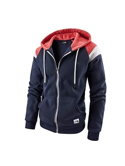 LAIWANG Men's Full Zip Fleece Hoodie zippered Color Block hooded slim Fit Long Sleeve Lightweight Sweatshirt