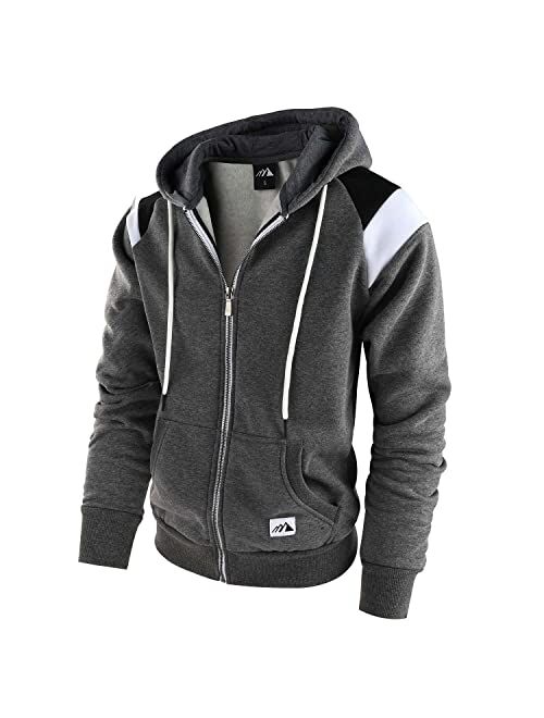 LAIWANG Men's Full Zip Fleece Hoodie zippered Color Block hooded slim Fit Long Sleeve Lightweight Sweatshirt