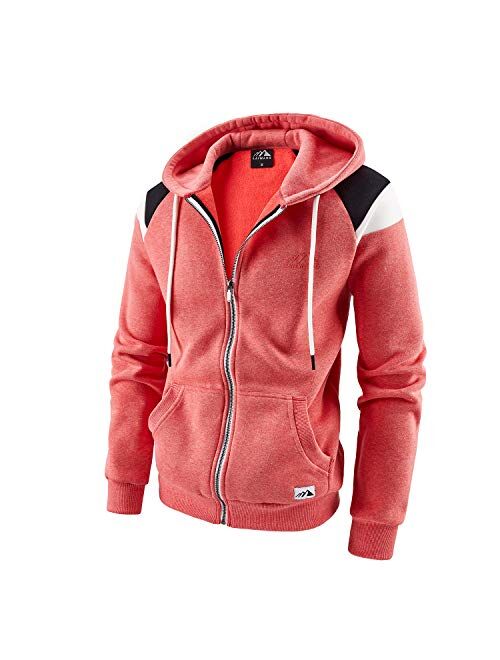 LAIWANG Men's Full Zip Fleece Hoodie zippered Color Block hooded slim Fit Long Sleeve Lightweight Sweatshirt